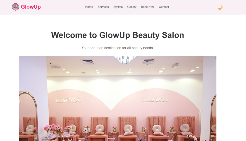 GlowUp Beauty Salon Project Screenshot